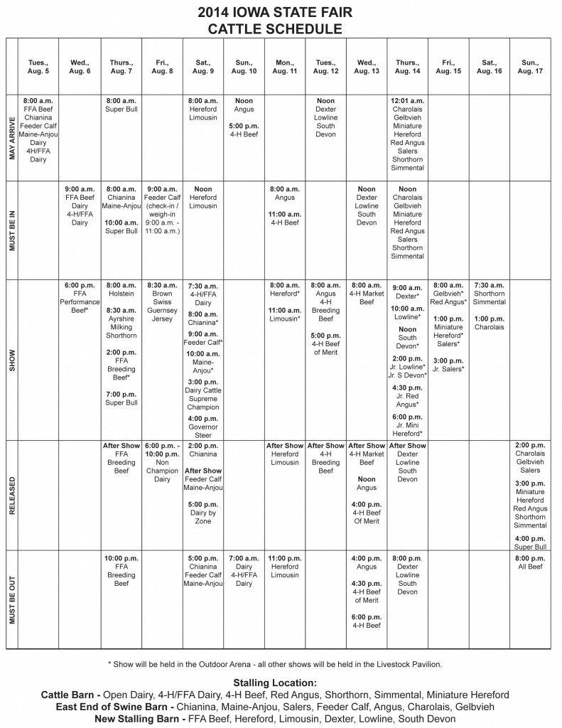 2014 iowa state fair cattle schedule Lautner Farms