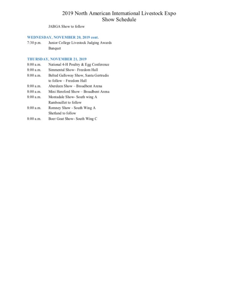 2019 NAILE Louisville, KY Schedule Lautner Farms